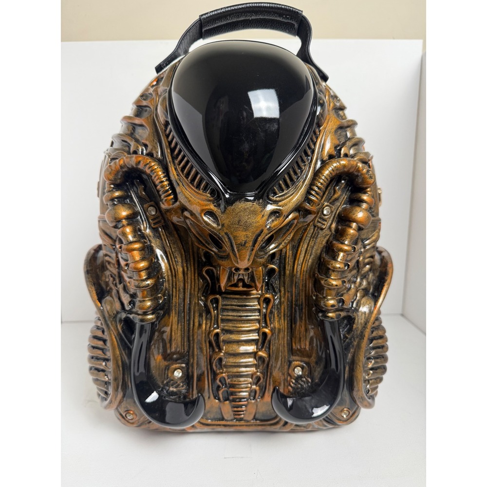 Alien Xenomorph 3D Molded Backpack Unisex Black Bronze Faux Leather Sci-Fi Bag